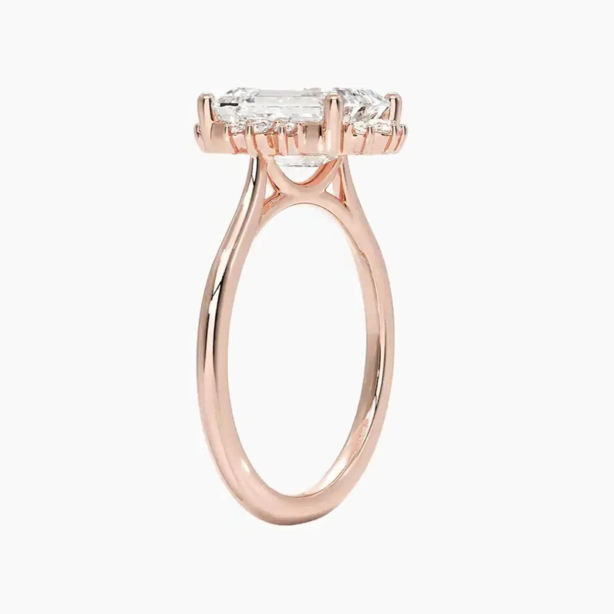 Nadia Emerald Designer 3 Carat Lab Grown Diamond Engagement Ring in 14K White Gold