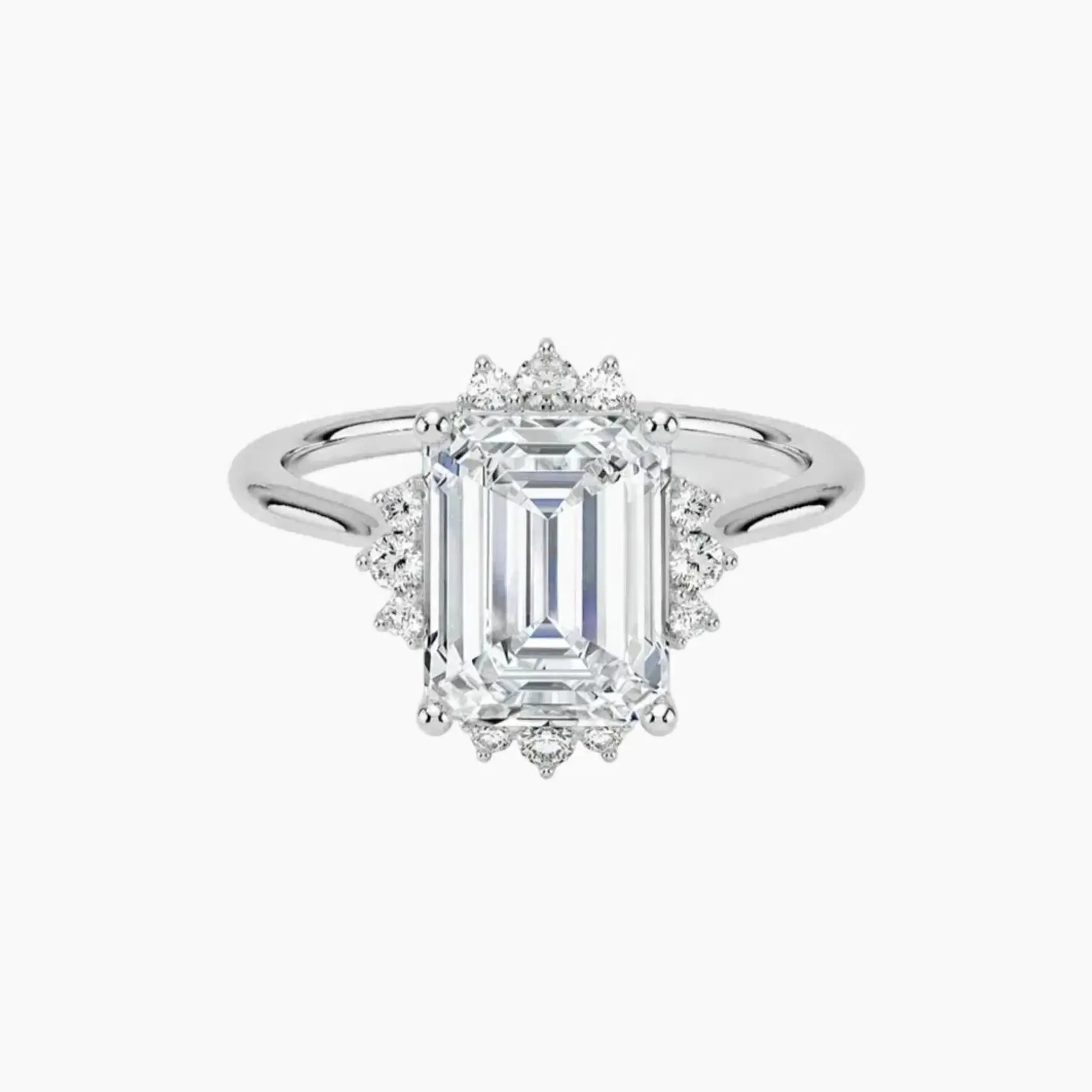 Nadia Emerald Designer 2 Carat Lab Grown Diamond Engagement Ring in 14K White Gold
