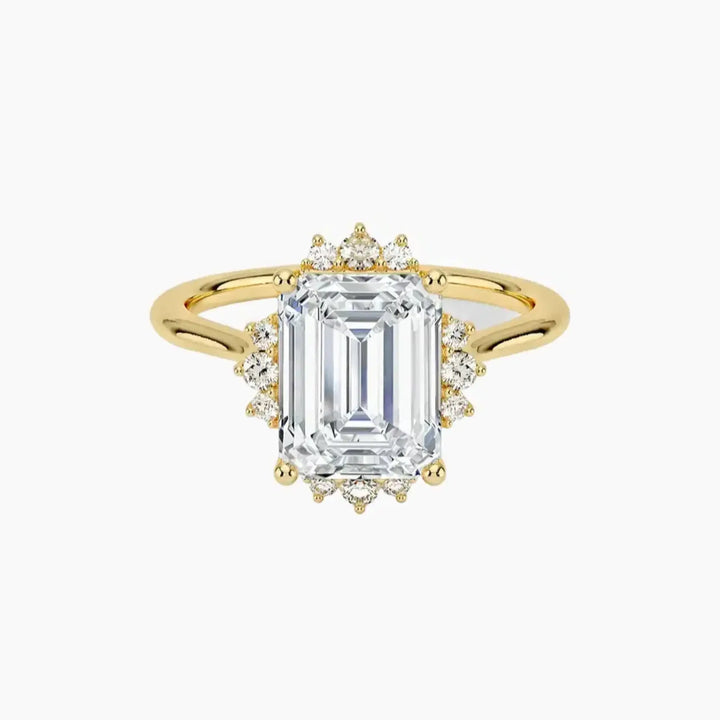 Nadia Emerald Designer 1.5 Carat Lab Grown Diamond Engagement Ring in 18K Yellow Gold