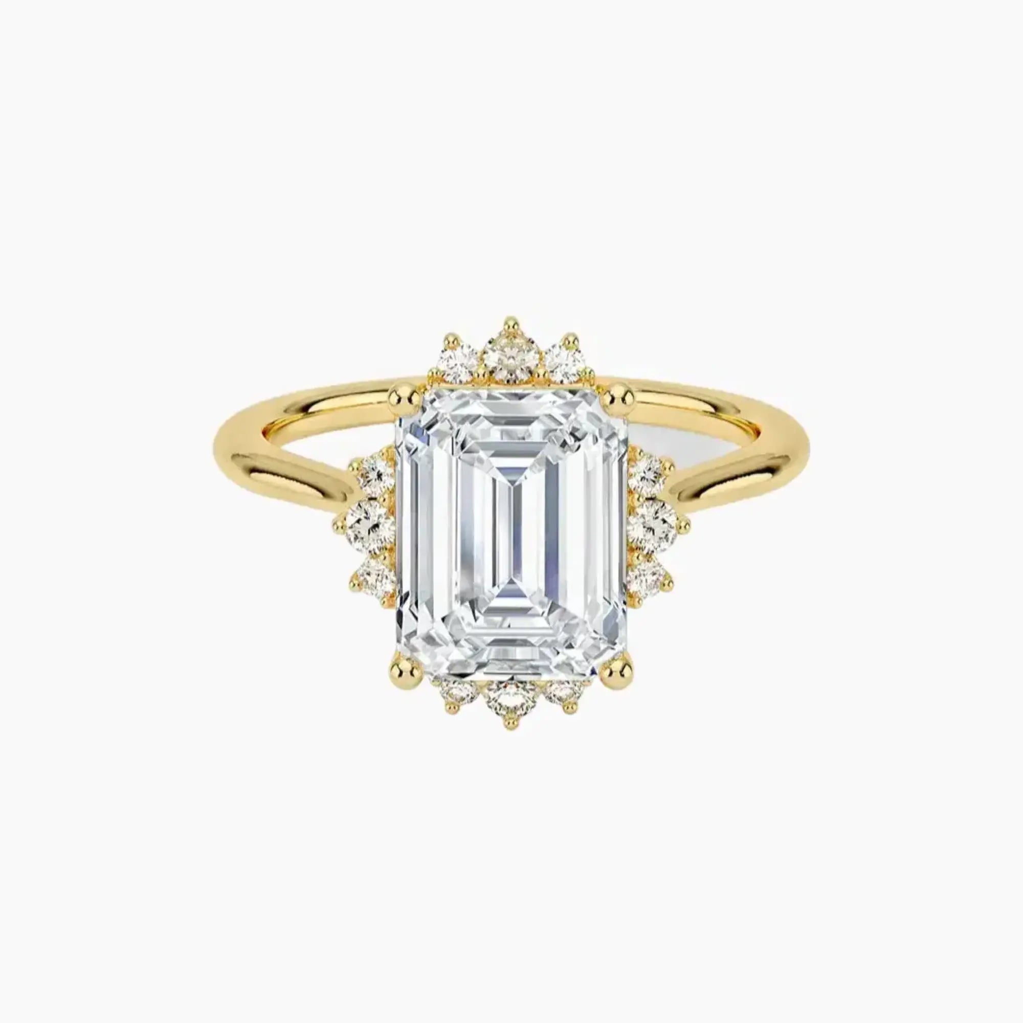 Nadia Emerald Designer 1 Carat Lab Grown Diamond Engagement Ring in 18K Yellow Gold