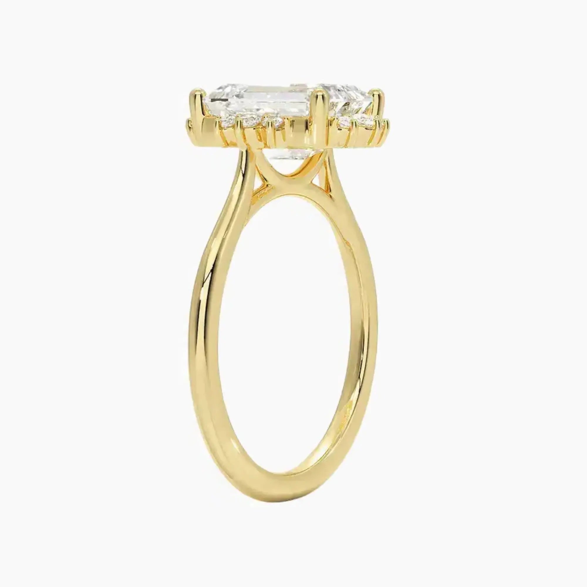 Nadia Emerald Designer 3 Carat Lab Grown Diamond Engagement Ring in 18K White Gold