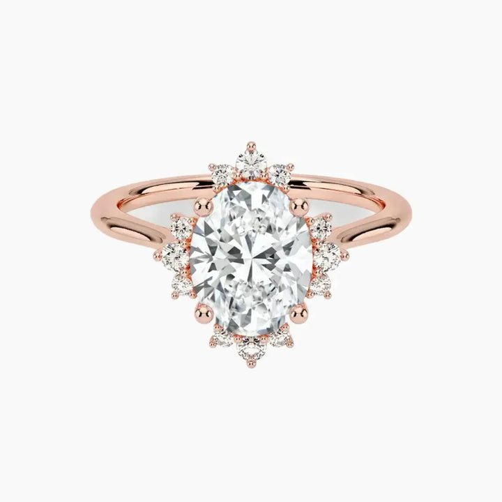 Nadia Oval Designer 2 Carat Lab Grown Diamond Engagement Ring in 14K Rose Gold