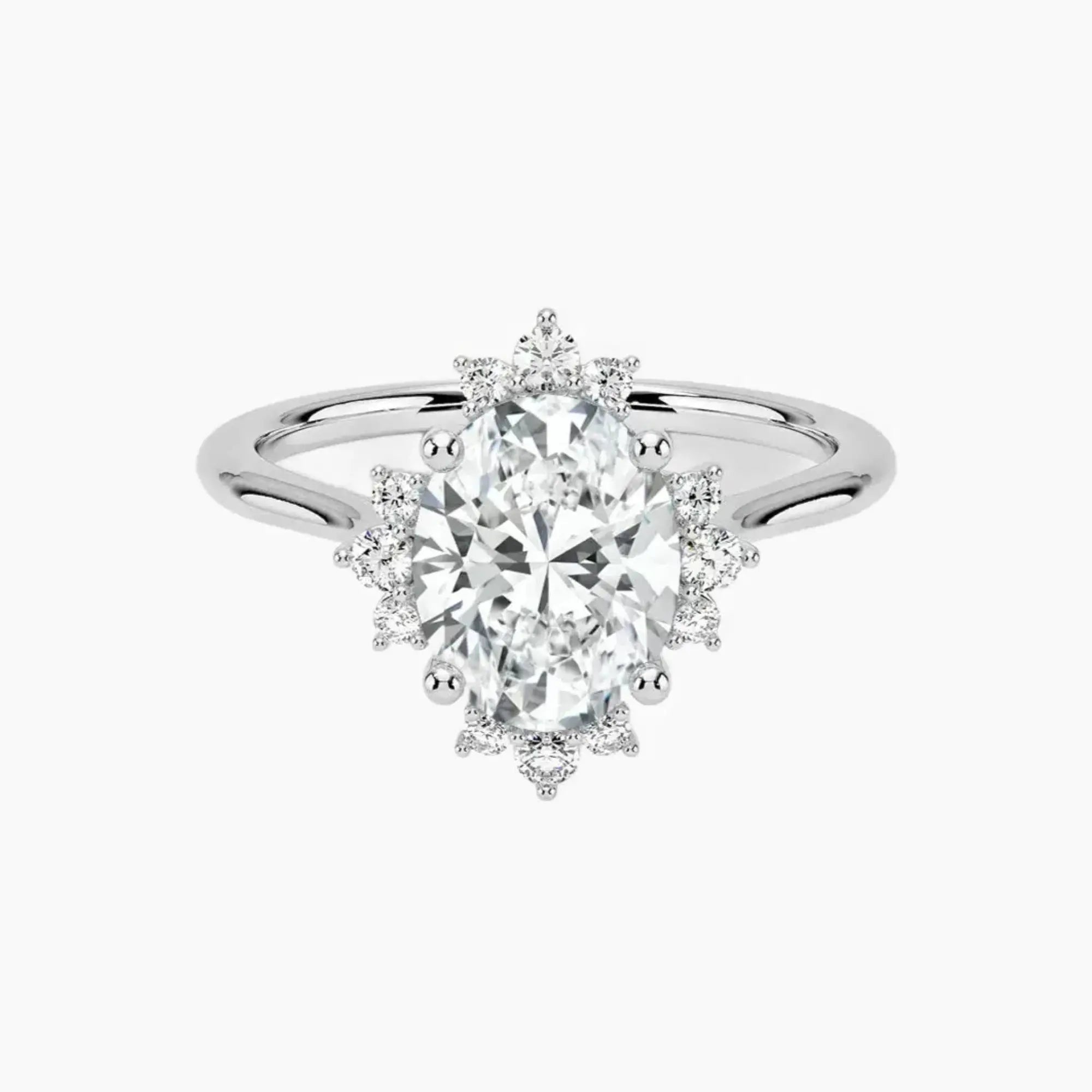 Nadia Oval Designer 1 Carat Lab Grown Diamond Engagement Ring in 14K White Gold