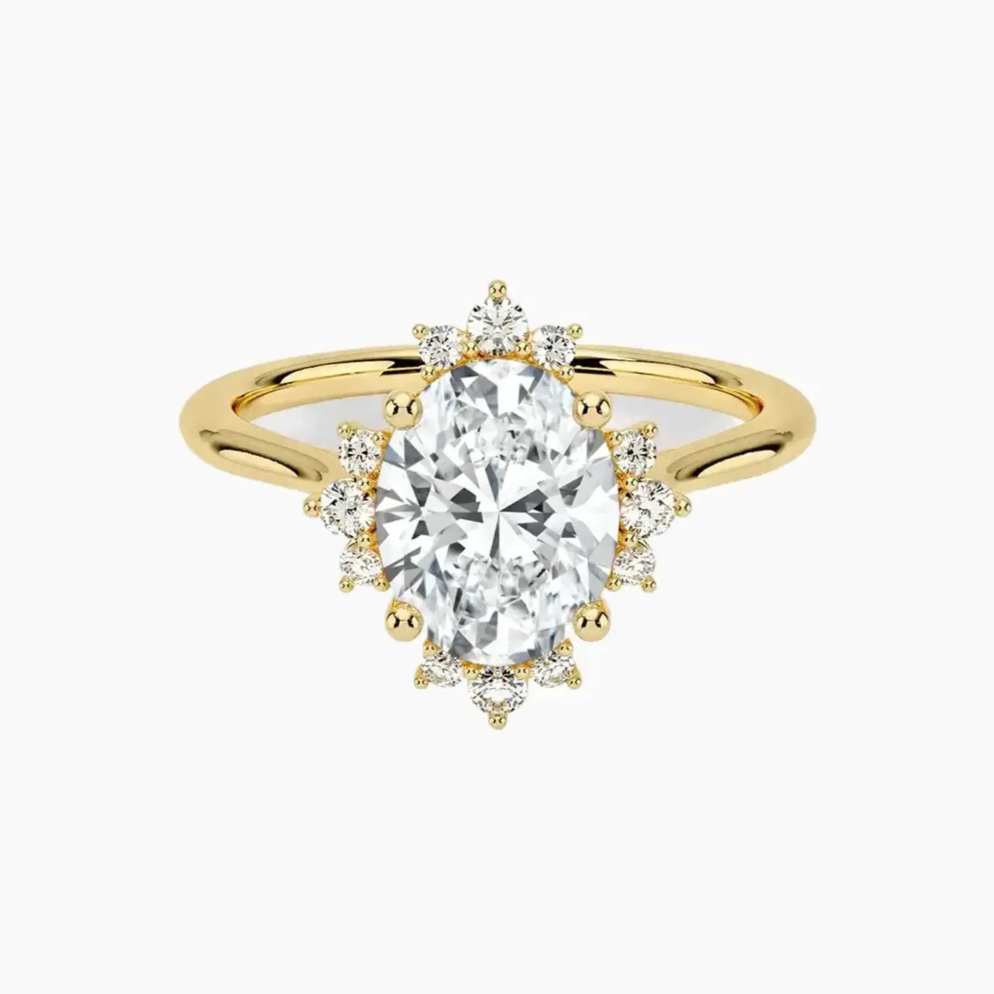 Nadia Oval Designer 1.5 Carat Lab Grown Diamond Engagement Ring in 14K Yellow Gold