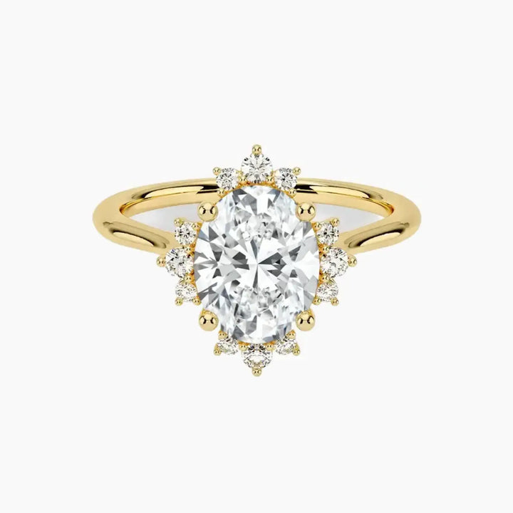 Nadia Oval Designer 3 Carat Lab Grown Diamond Engagement Ring in 14K Yellow Gold