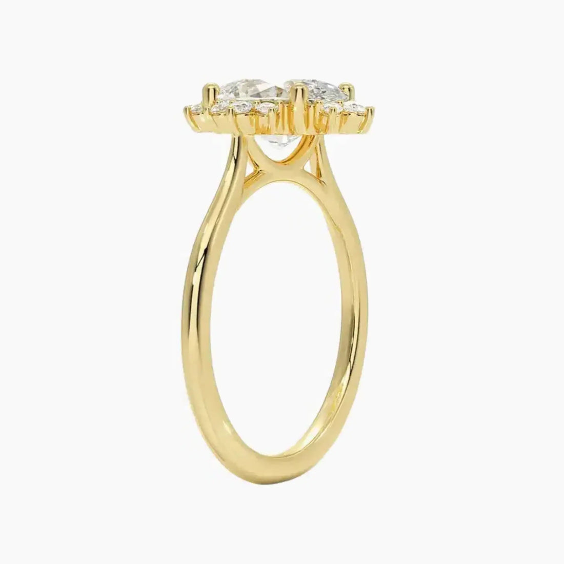 Nadia Oval Designer 1.5 Carat Lab Grown Diamond Engagement Ring in 14K Yellow Gold