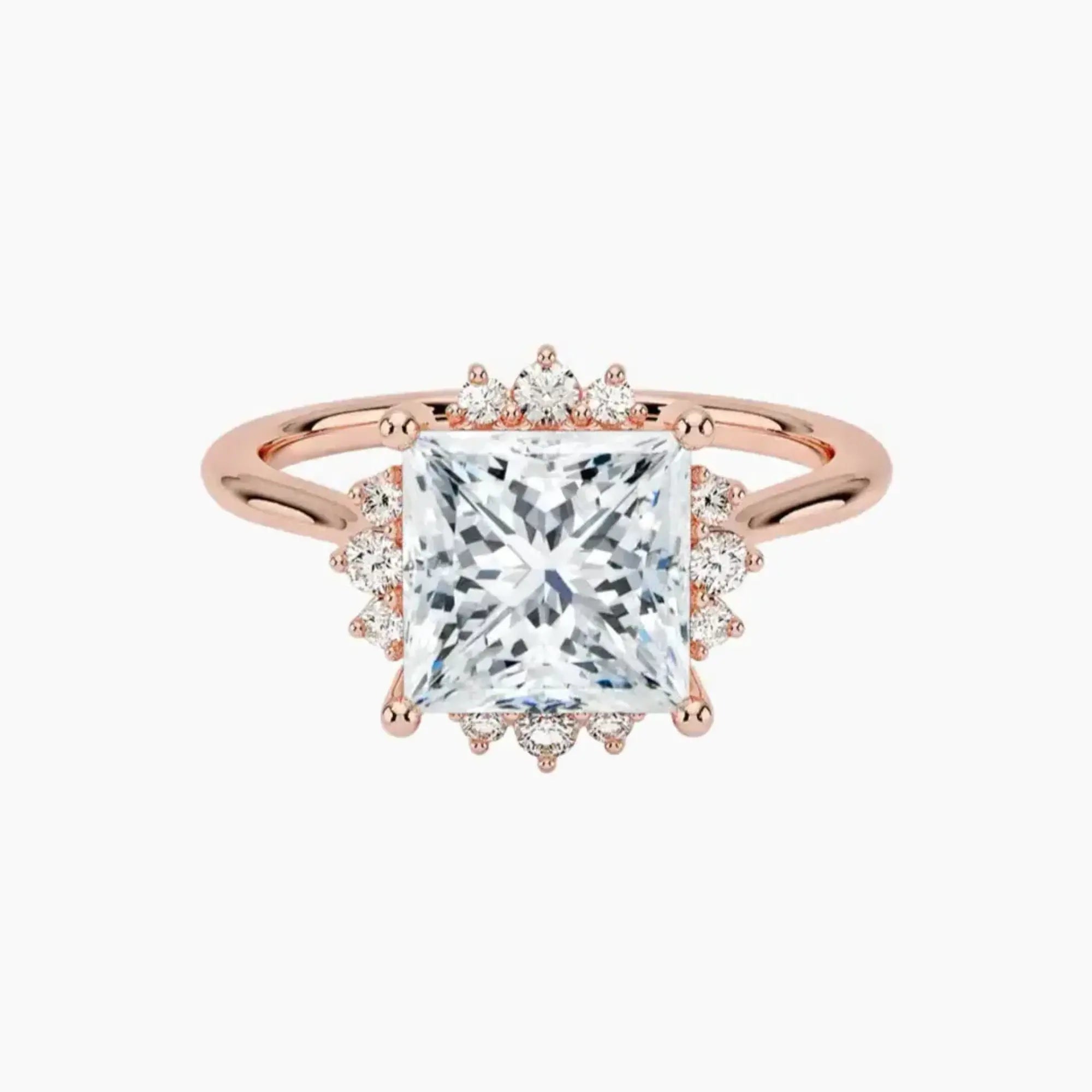 Nadia Princess Designer Diamond Ring Setting in 14K Rose Gold