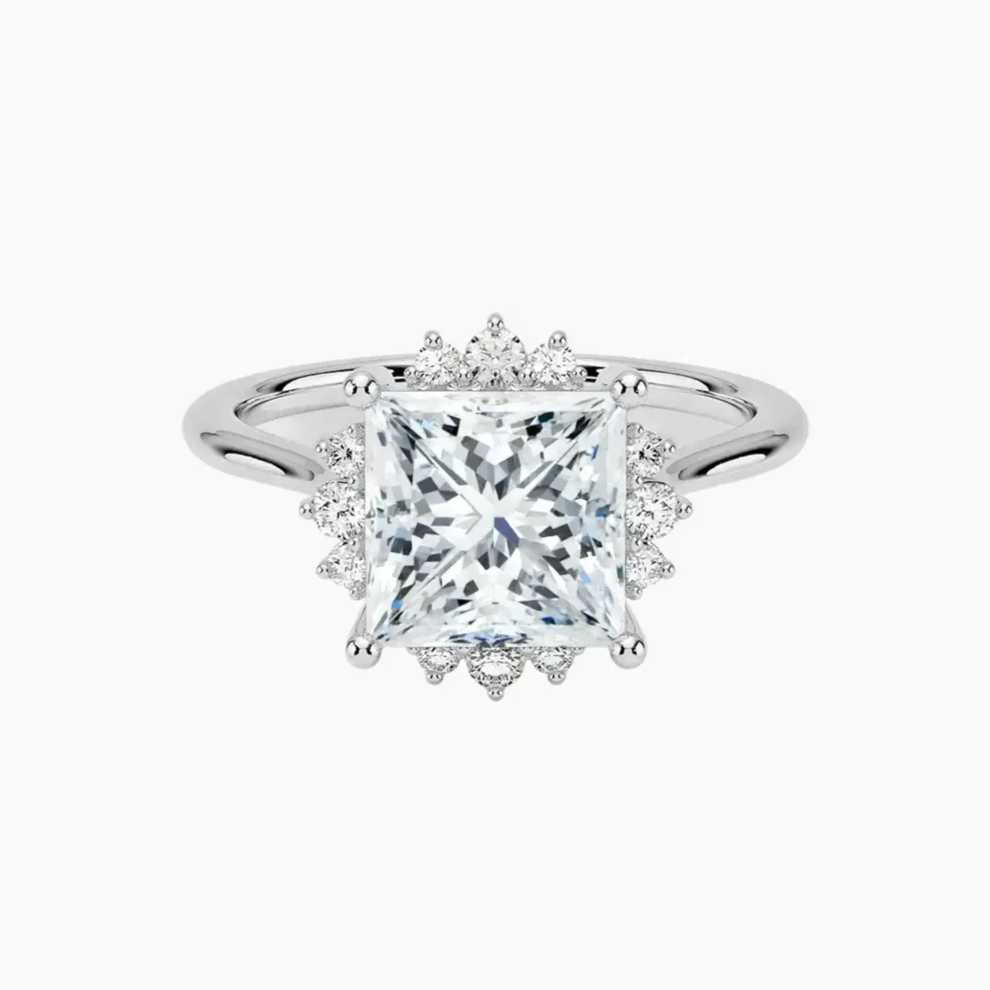 Nadia Princess Designer 3 Carat Lab Grown Diamond Engagement Ring in 18K Yellow Gold