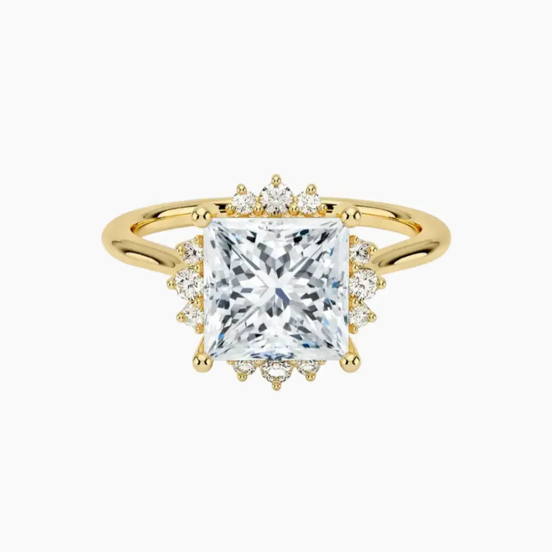 Nadia Princess Designer 3 Carat Lab Grown Diamond Engagement Ring in 18K Yellow Gold