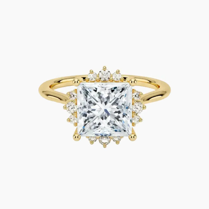 Nadia Princess Designer 2.5 Carat Lab Grown Diamond Engagement Ring in 18K Yellow Gold