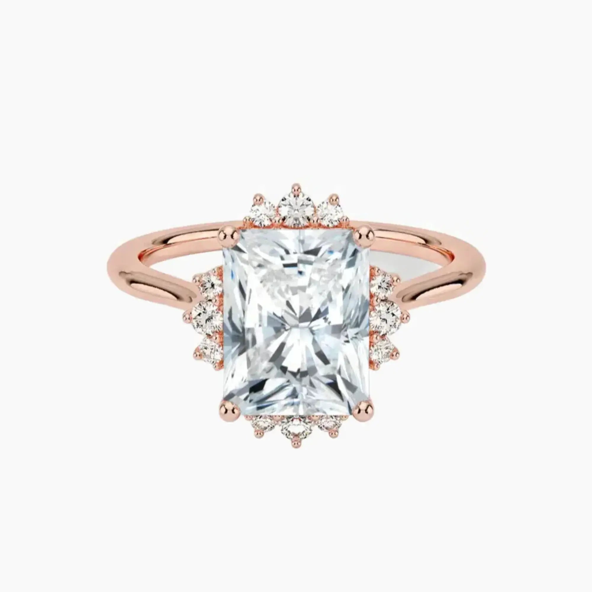 Nadia Radiant Designer 3 Carat Lab Grown Diamond Engagement Ring in 18K Rose Gold