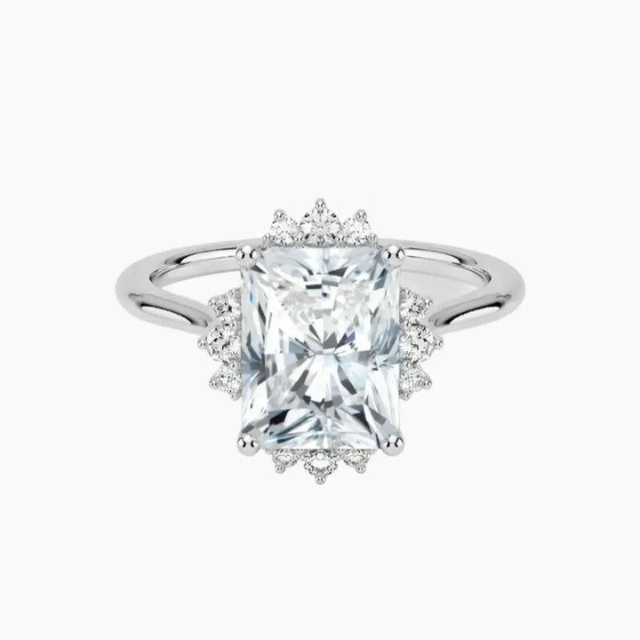 Nadia Radiant Designer 3 Carat Lab Grown Diamond Engagement Ring in 18K White Gold