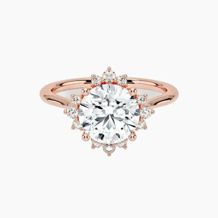 Nadia Round Designer 3 Carat Lab Grown Diamond Engagement Ring in 14K Rose Gold