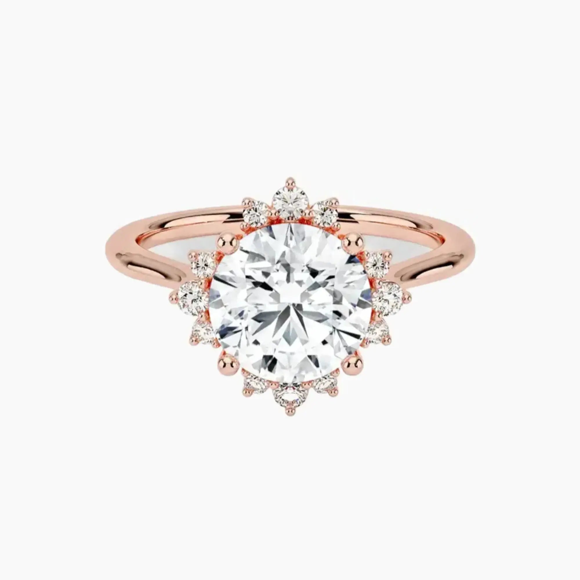 Nadia Round Designer 3 Carat Lab Grown Diamond Engagement Ring in 18K White Gold