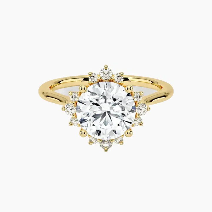 Nadia Round Designer 2 Carat Lab Grown Diamond Engagement Ring in 18K Yellow Gold