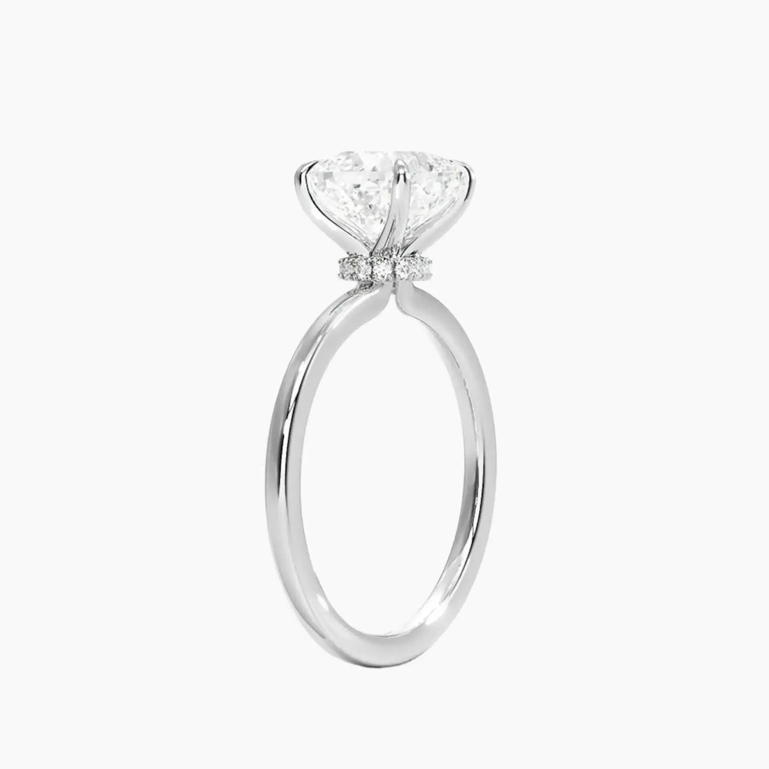 Giselle Cushion Hidden Halo 3 Carat Lab Grown Diamond Engagement Ring in 14K White Gold