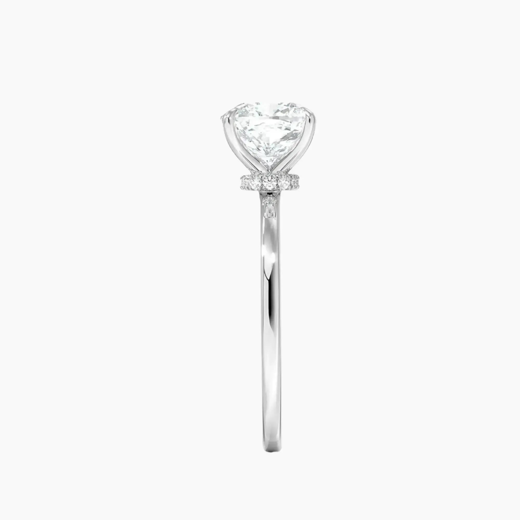 Giselle Cushion Hidden Halo 3 Carat Lab Grown Diamond Engagement Ring in 14K White Gold