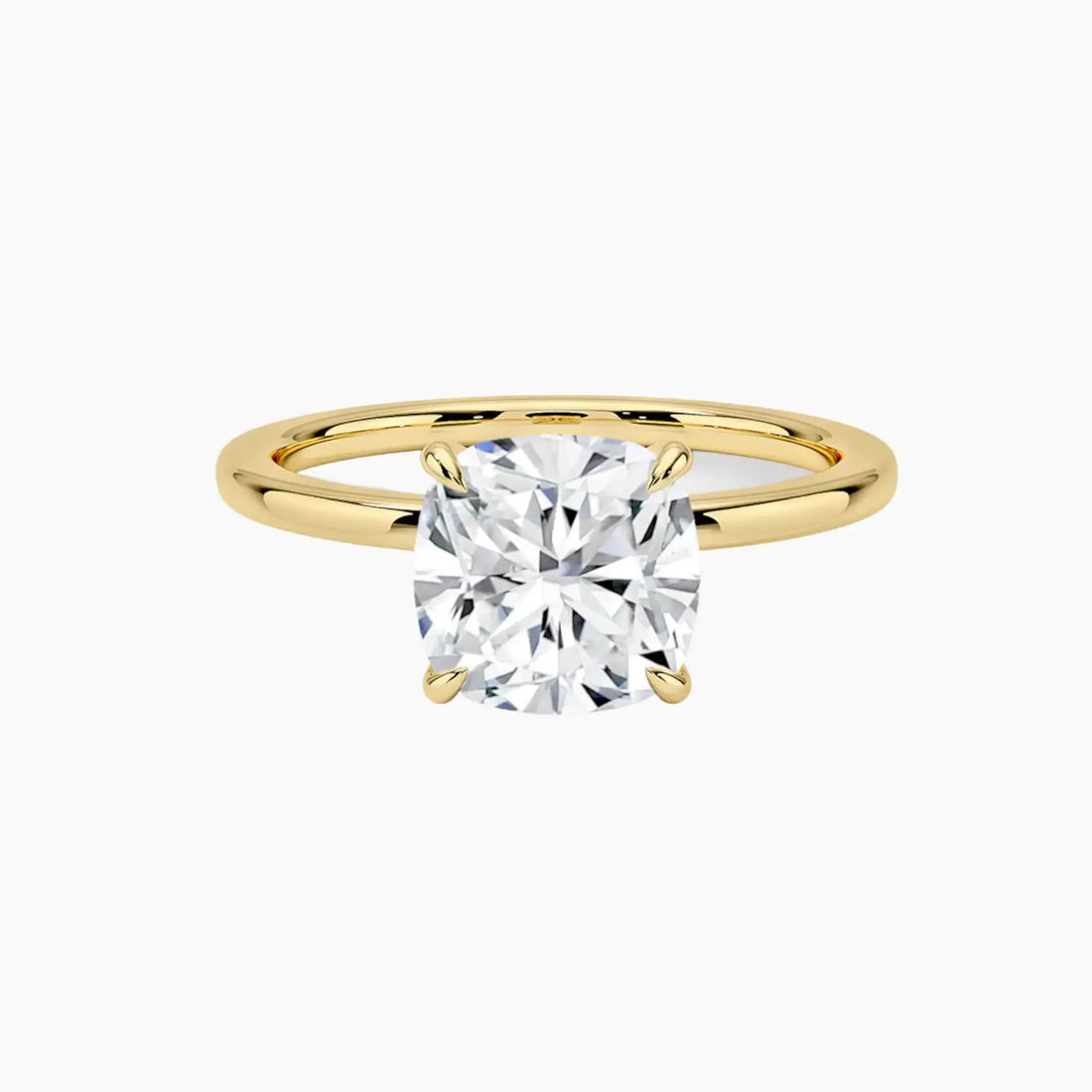 Giselle Cushion Hidden Halo 3 Carat Lab Grown Diamond Engagement Ring in 18K Yellow Gold