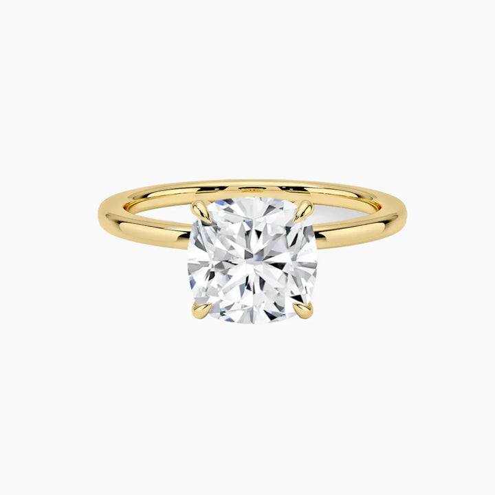 Giselle Cushion Hidden Halo 1.5 Carat Lab Grown Diamond Engagement Ring in 18K Yellow Gold