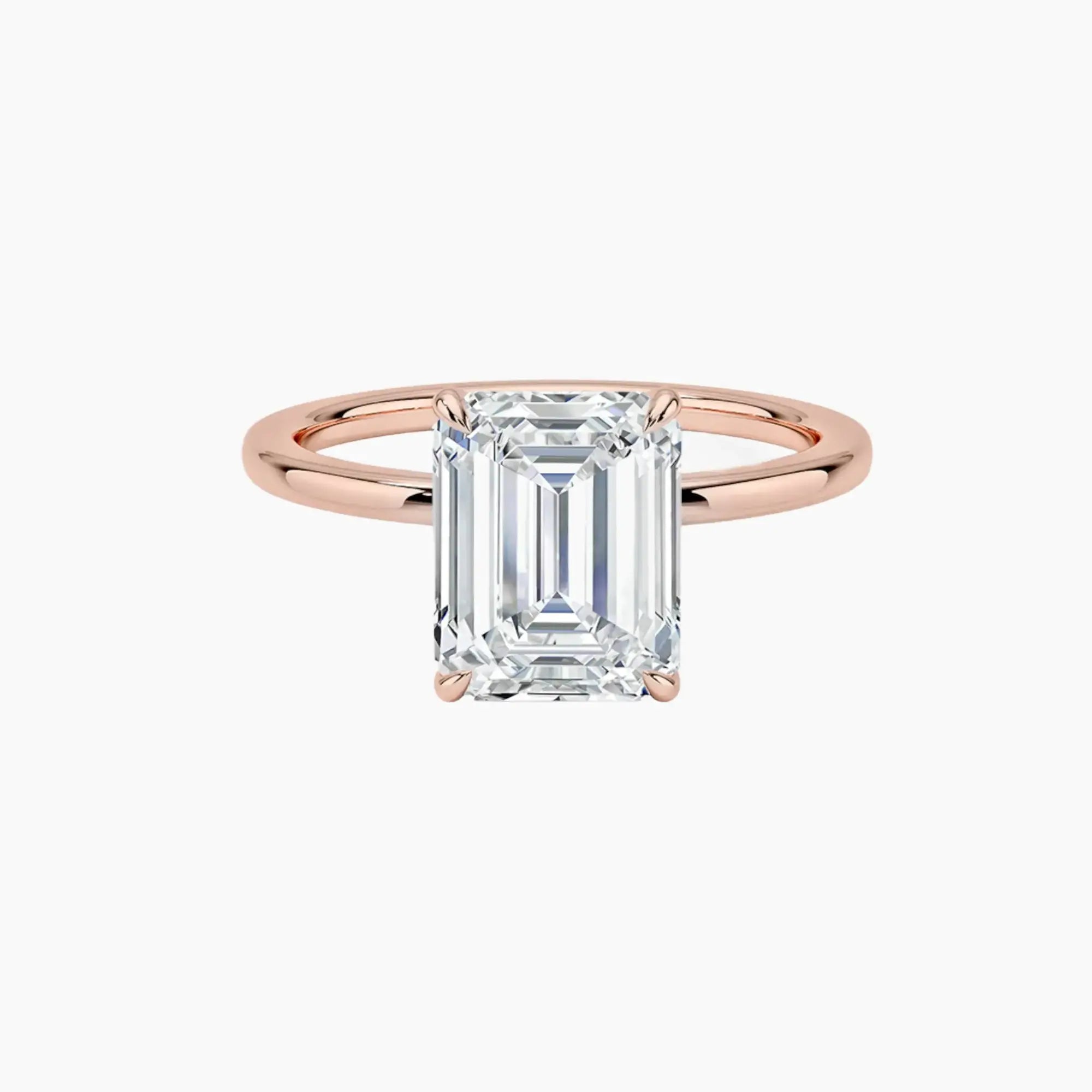 Giselle Emerald Hidden Halo 2.5 Carat Lab Grown Diamond Engagement Ring in 18K White Gold