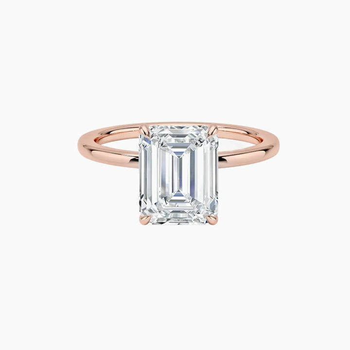 Giselle Emerald Hidden Halo 2.5 Carat Lab Grown Diamond Engagement Ring in 18K Rose Gold