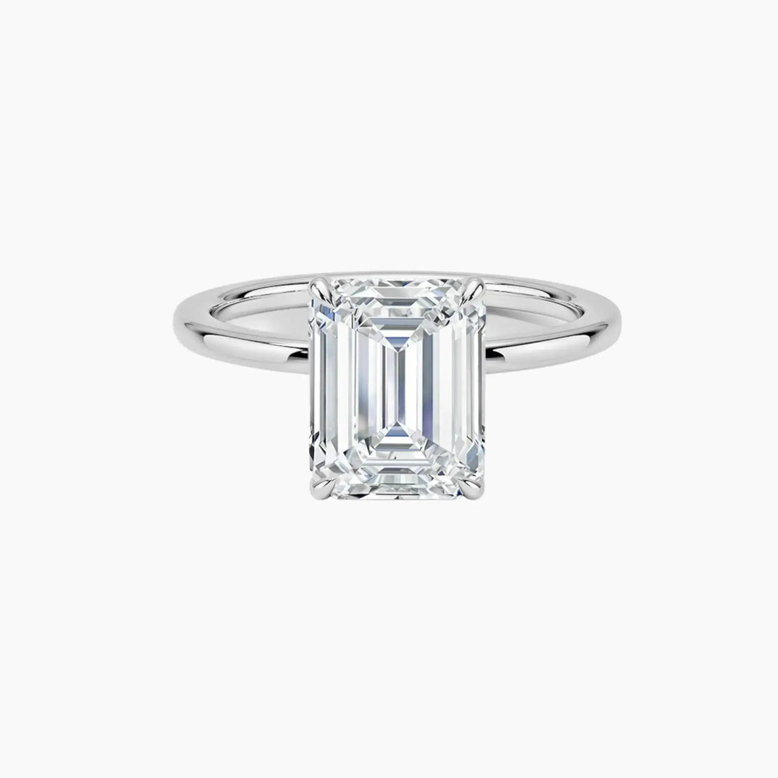Giselle Emerald Hidden Halo 2.5 Carat Lab Grown Diamond Engagement Ring in 18K White Gold