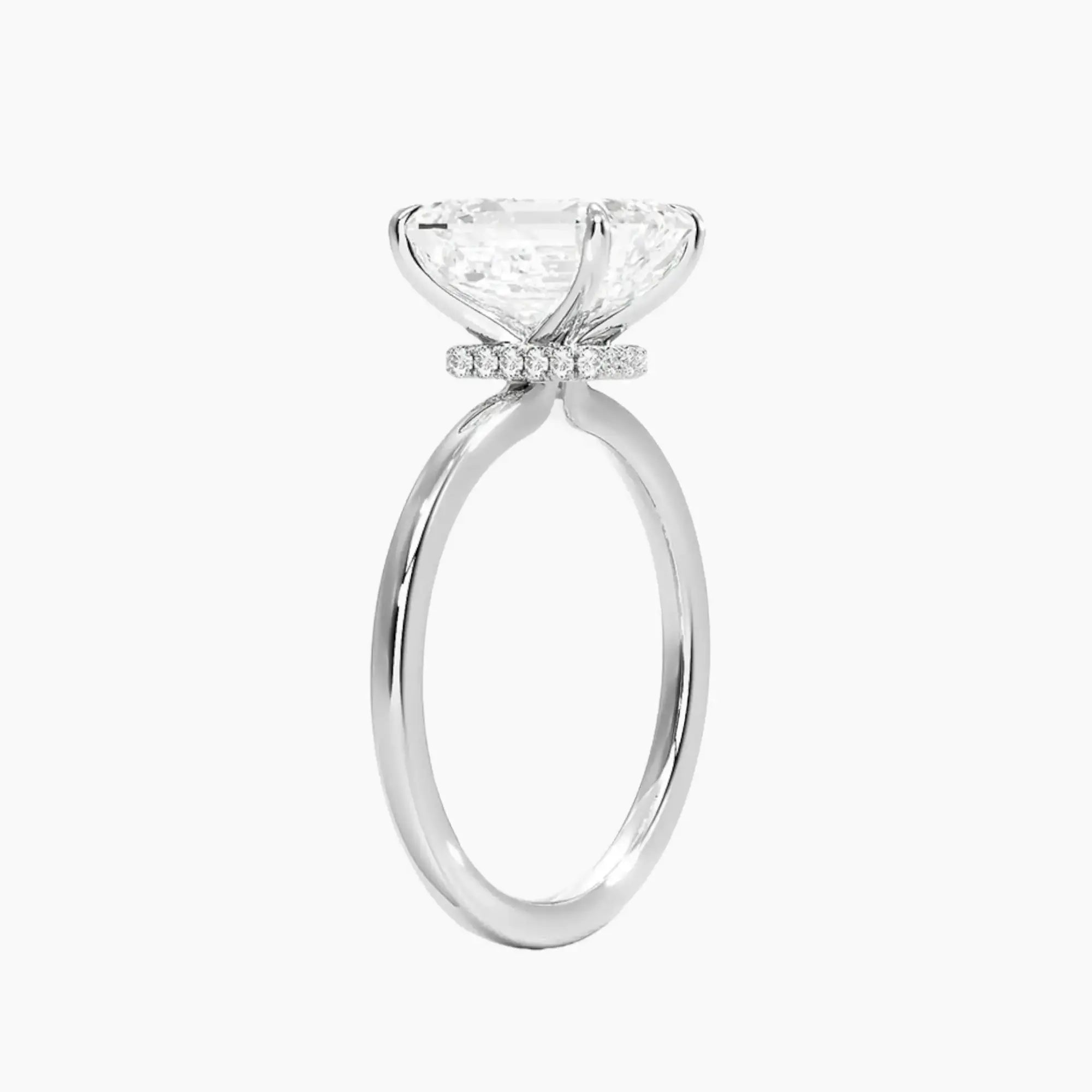 Giselle Emerald Hidden Halo 3 Carat Lab Grown Diamond Engagement Ring in 14K White Gold