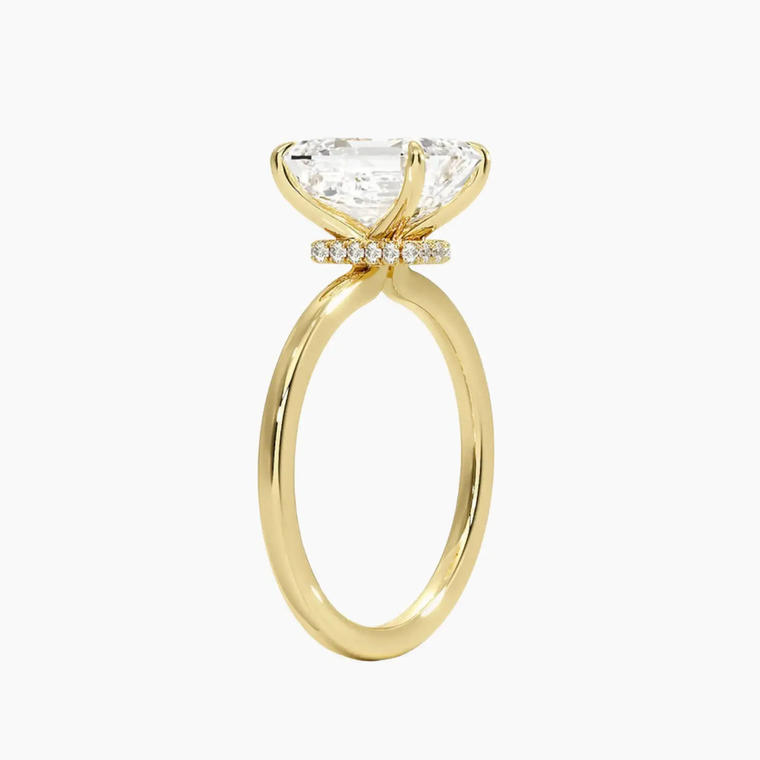 Giselle Emerald Hidden Halo 2.5 Carat Lab Grown Diamond Engagement Ring in 14K White Gold