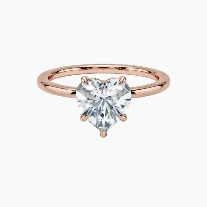 Giselle Heart Hidden Halo 2.5 Carat Lab Grown Diamond Engagement Ring in 18K Rose Gold