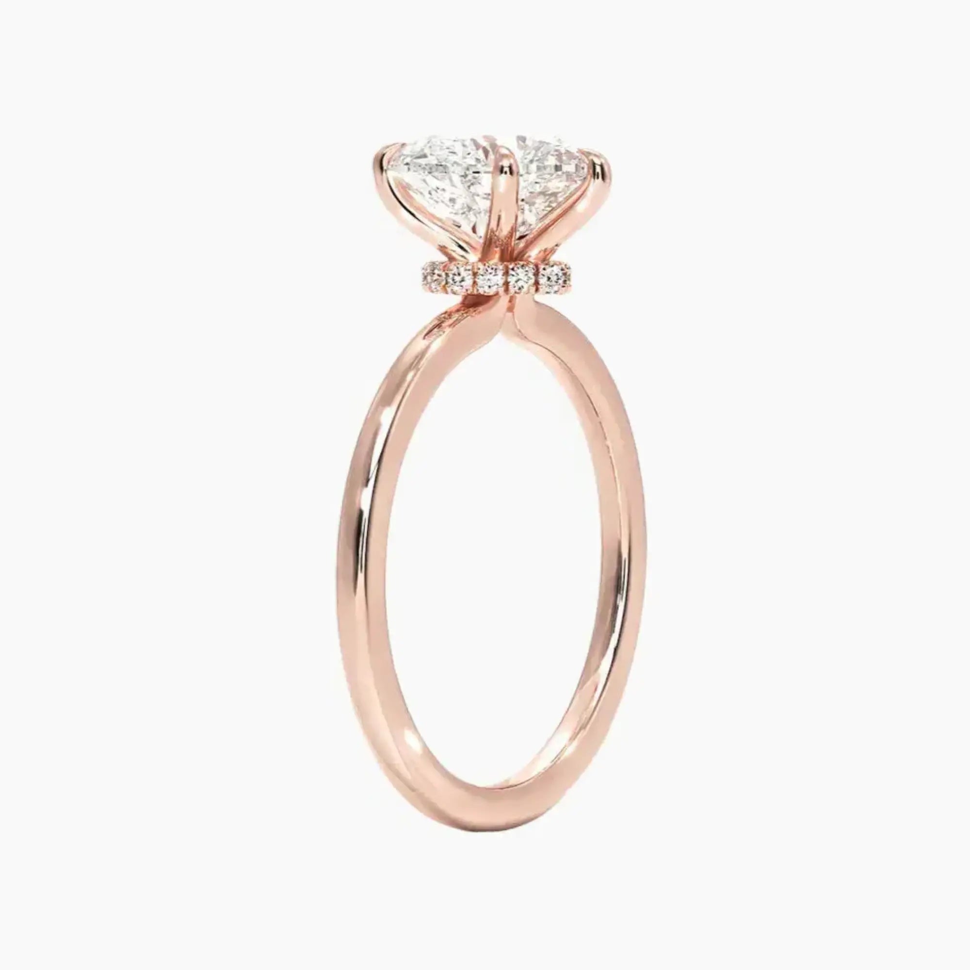 Giselle Heart Hidden Halo Diamond Ring Setting in 14K Rose Gold