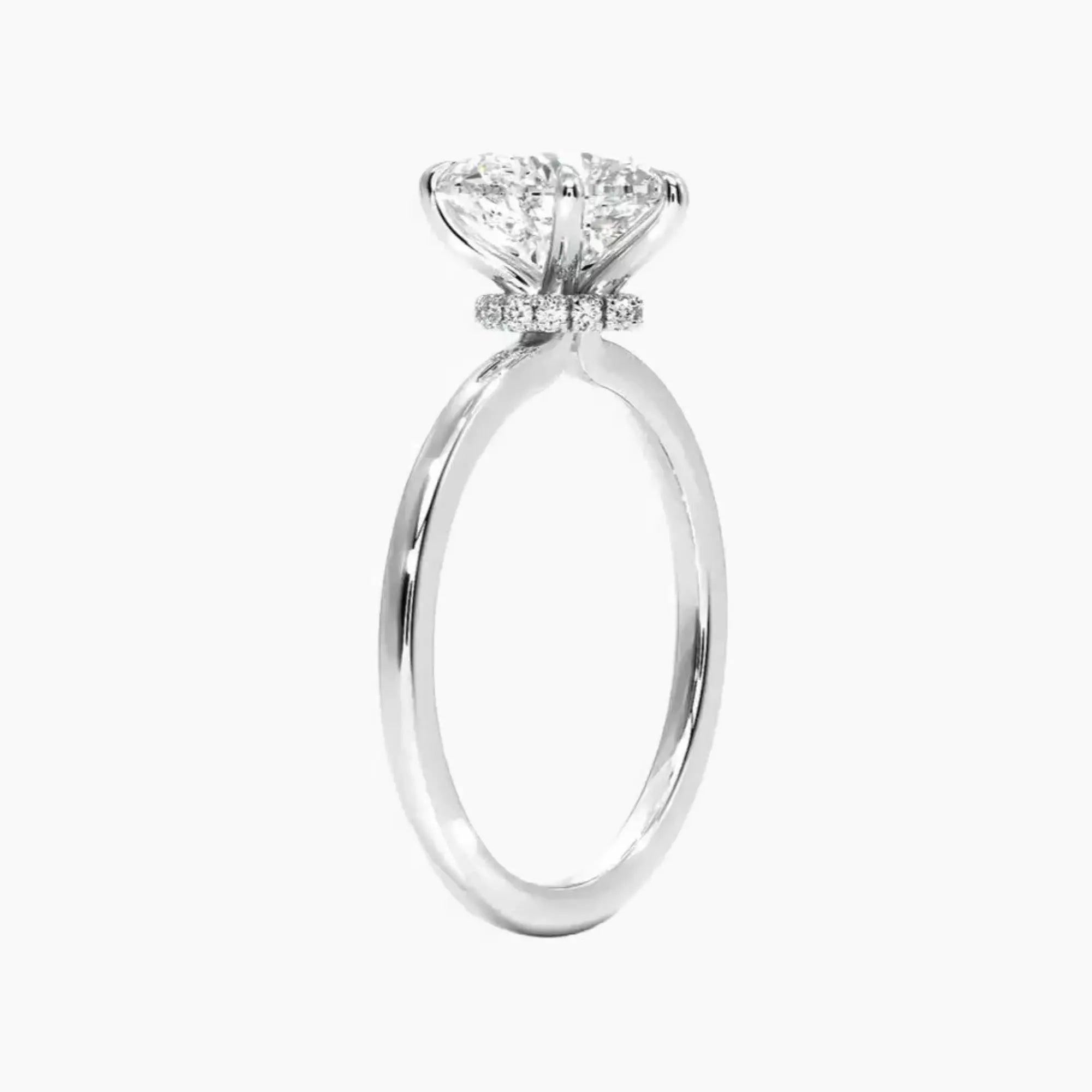 Giselle Heart Hidden Halo 1 Carat Lab Grown Diamond Engagement Ring in 14K White Gold