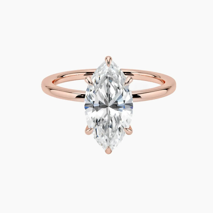 Giselle Marquise Hidden Halo 2.5 Carat Lab Grown Diamond Engagement Ring in 18K Rose Gold