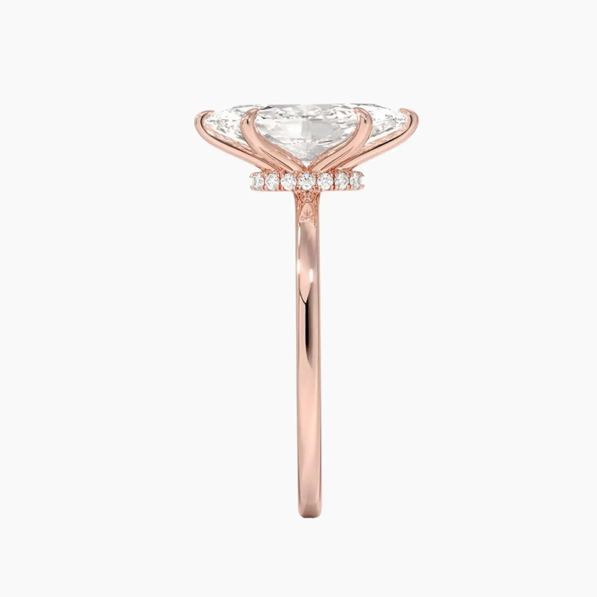 Giselle Marquise Hidden Halo Diamond Ring Setting in 18K Rose Gold