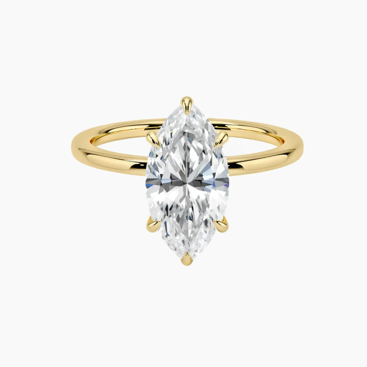 Giselle Marquise Hidden Halo 1.5 Carat Lab Grown Diamond Engagement Ring in 18K Yellow Gold