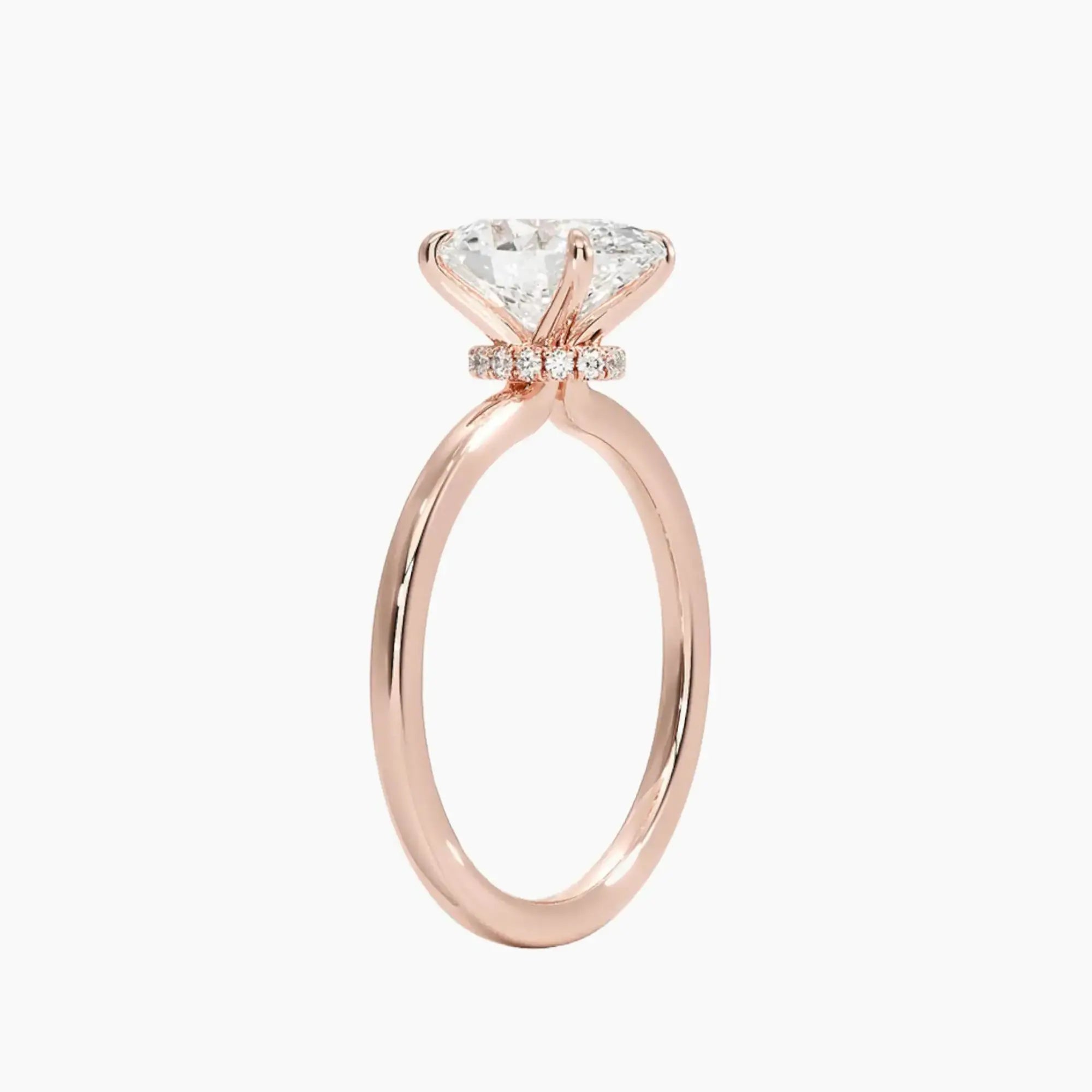 Giselle Oval Hidden Halo 2 Carat Lab Grown Diamond Engagement Ring in 14K Rose Gold