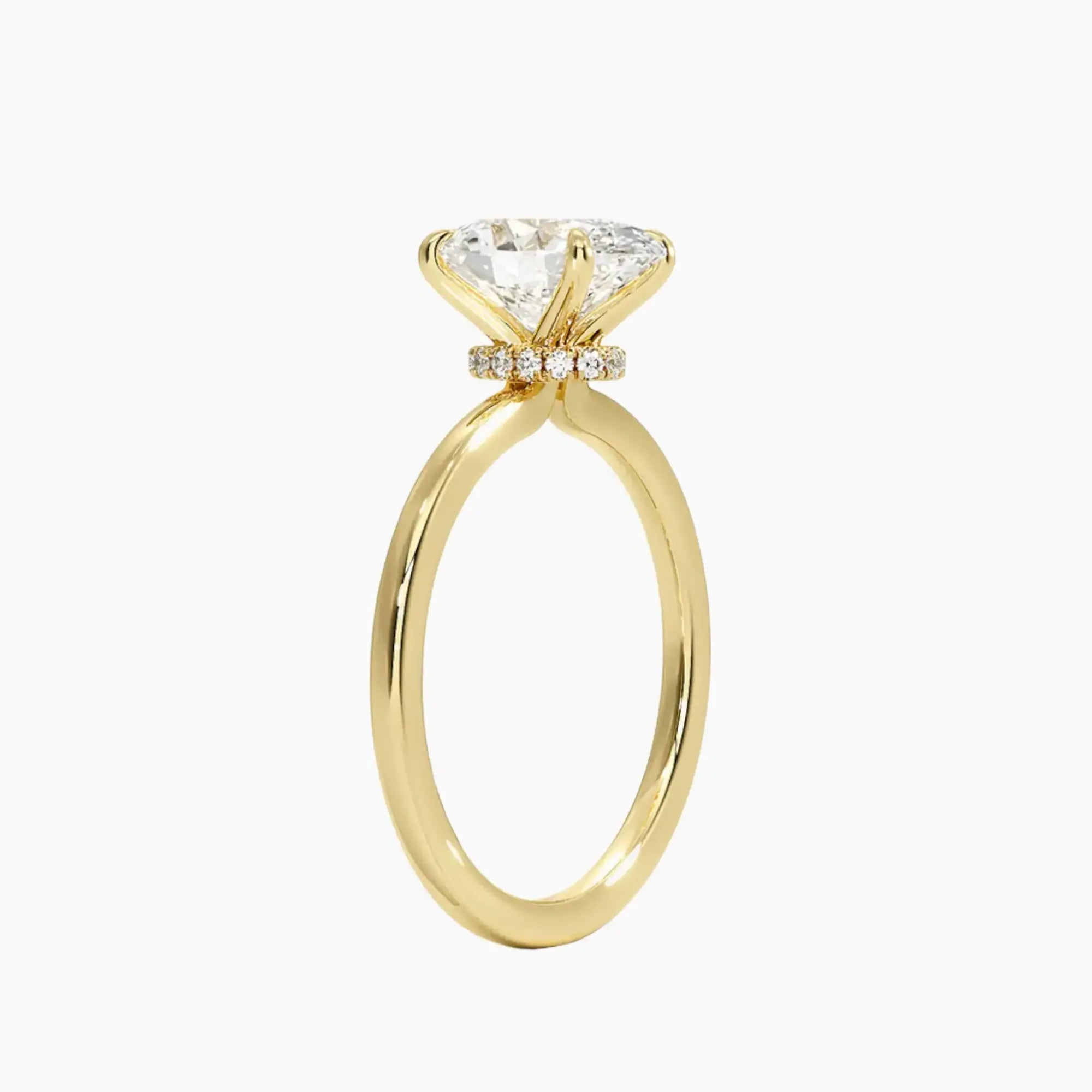Giselle Oval Hidden Halo 3 Carat Lab Grown Diamond Engagement Ring in 18K Yellow Gold