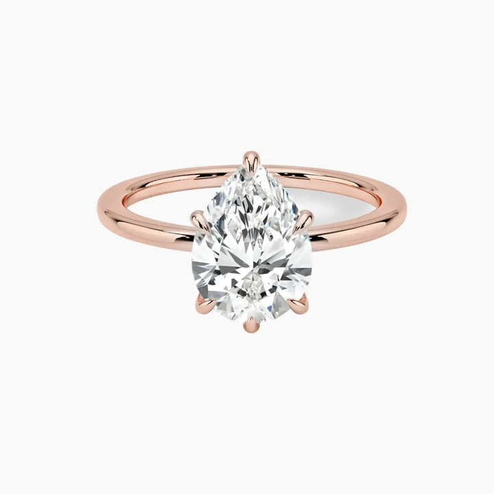 Giselle Pear Hidden Halo 2 Carat Lab Grown Diamond Engagement Ring in 14K Rose Gold