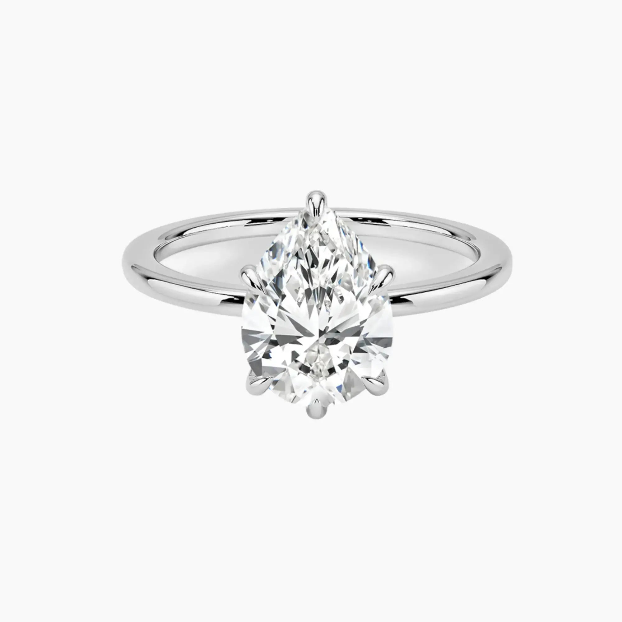 Giselle Pear Hidden Halo Diamond Ring Setting in 18K White Gold