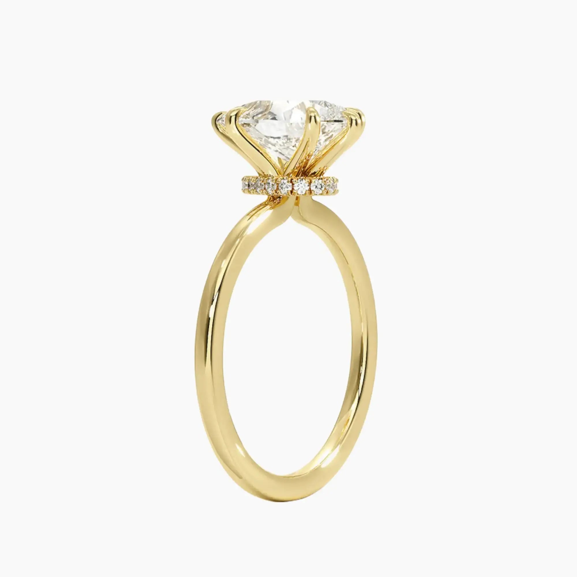 Giselle Pear Hidden Halo Diamond Ring Setting in 18K White Gold
