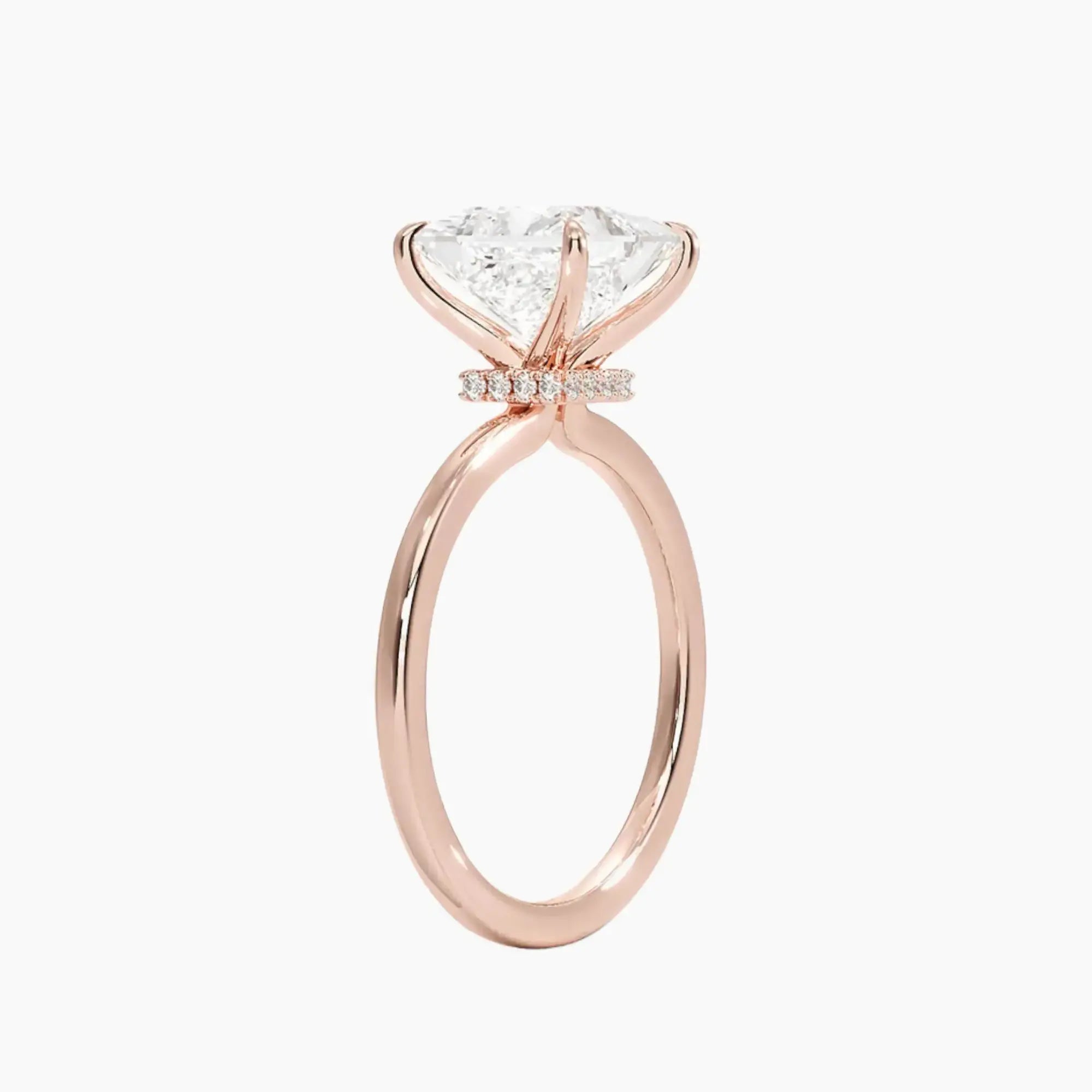 Giselle Princess Hidden Halo 1 Carat Lab Grown Diamond Engagement Ring in 14K White Gold
