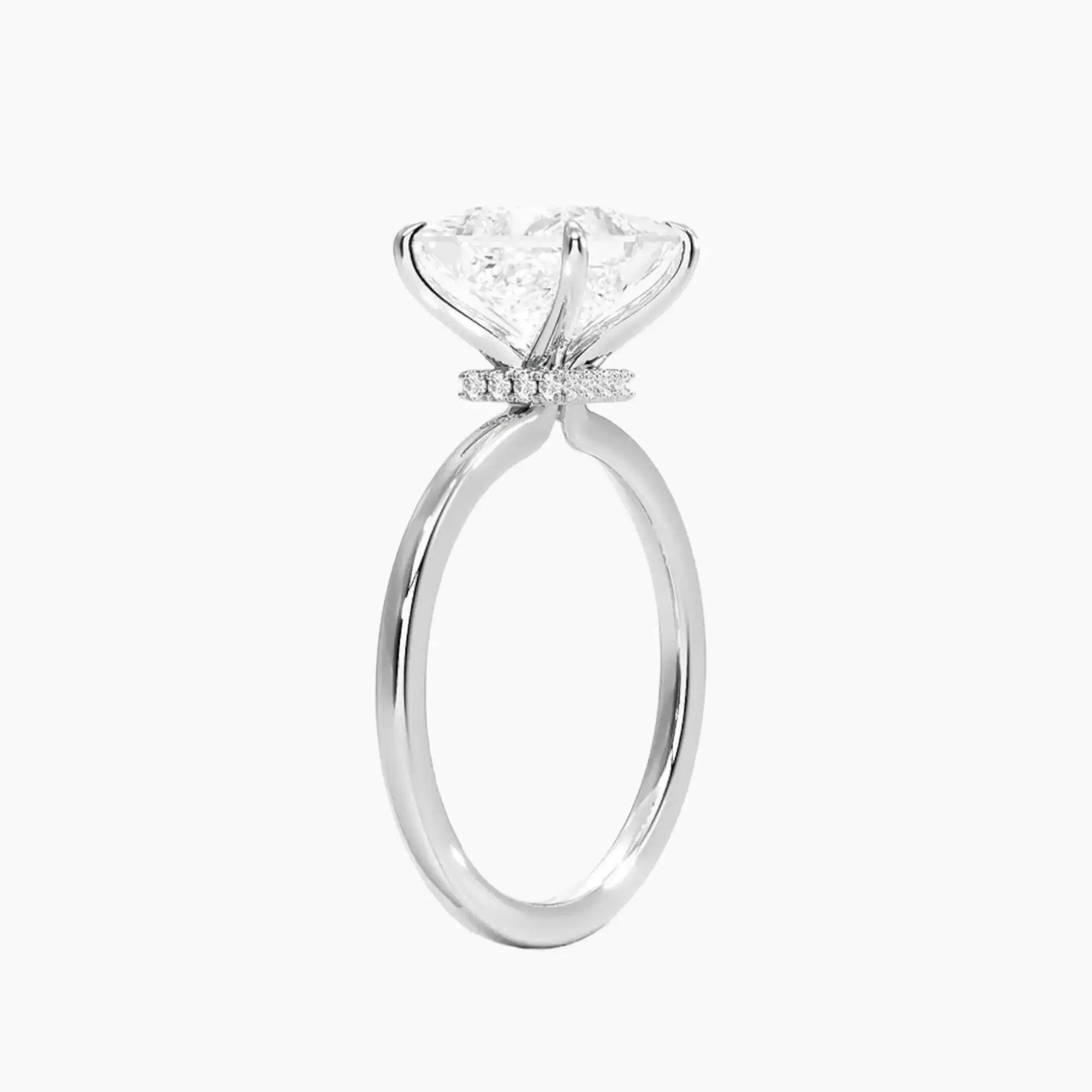 Giselle Princess Hidden Halo 1 Carat Lab Grown Diamond Engagement Ring in 18K White Gold