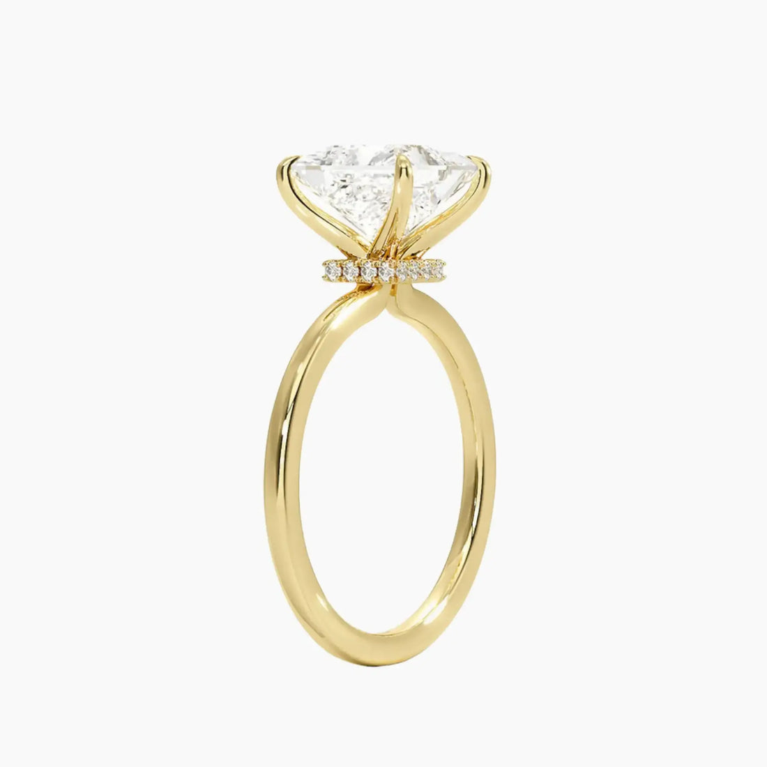 Giselle Princess Hidden Halo 1 Carat Lab Grown Diamond Engagement Ring in 18K White Gold