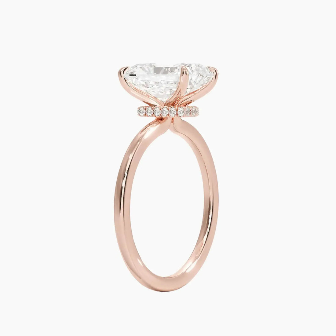 Giselle Radiant Hidden Halo Diamond Ring Setting in 14K Rose Gold