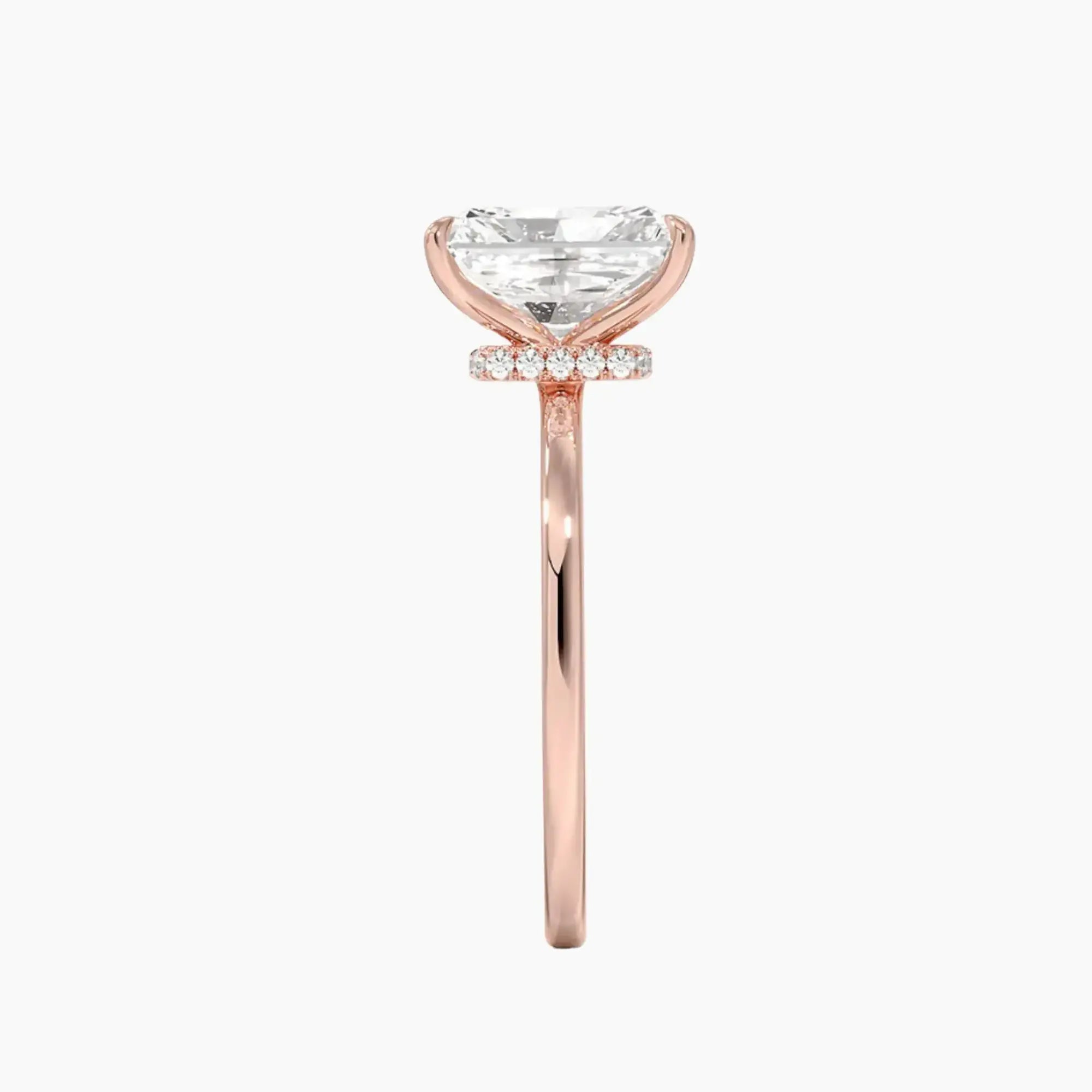 Giselle Radiant Hidden Halo 1.5 Carat Lab Grown Diamond Engagement Ring in 14K Rose Gold