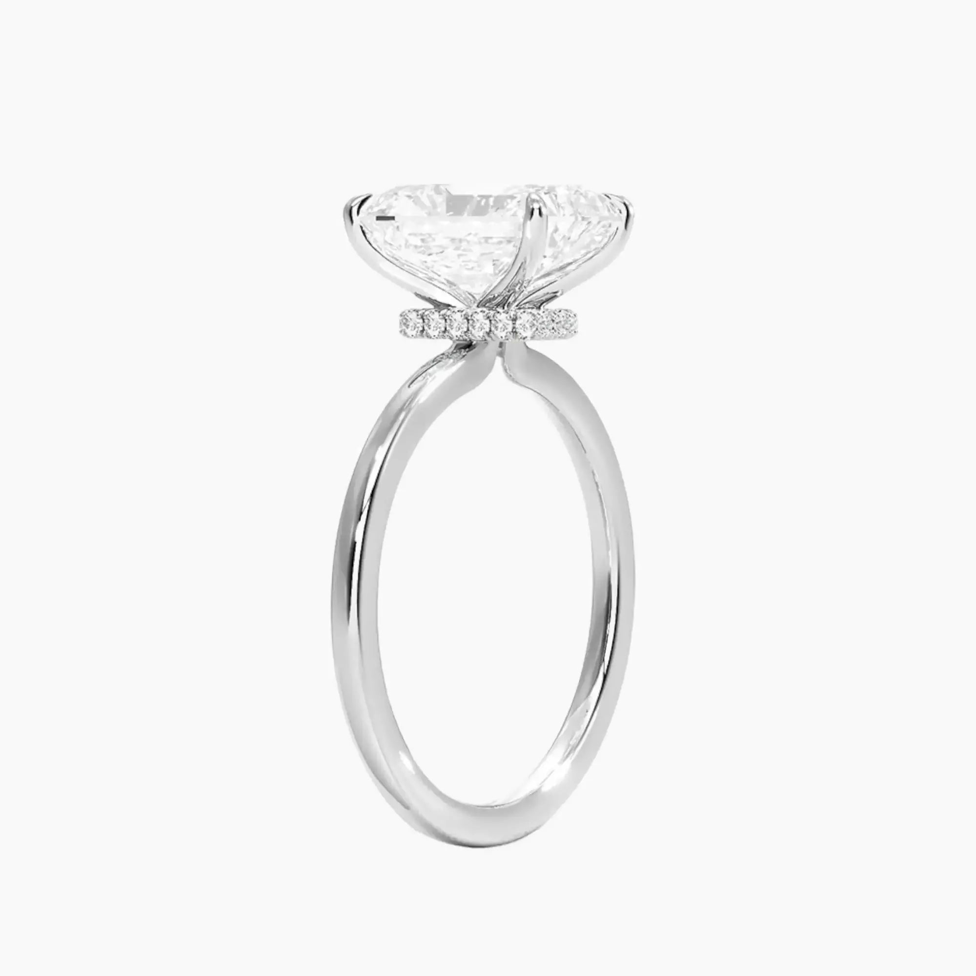 Giselle Radiant Hidden Halo 3 Carat Lab Grown Diamond Engagement Ring in 14K White Gold