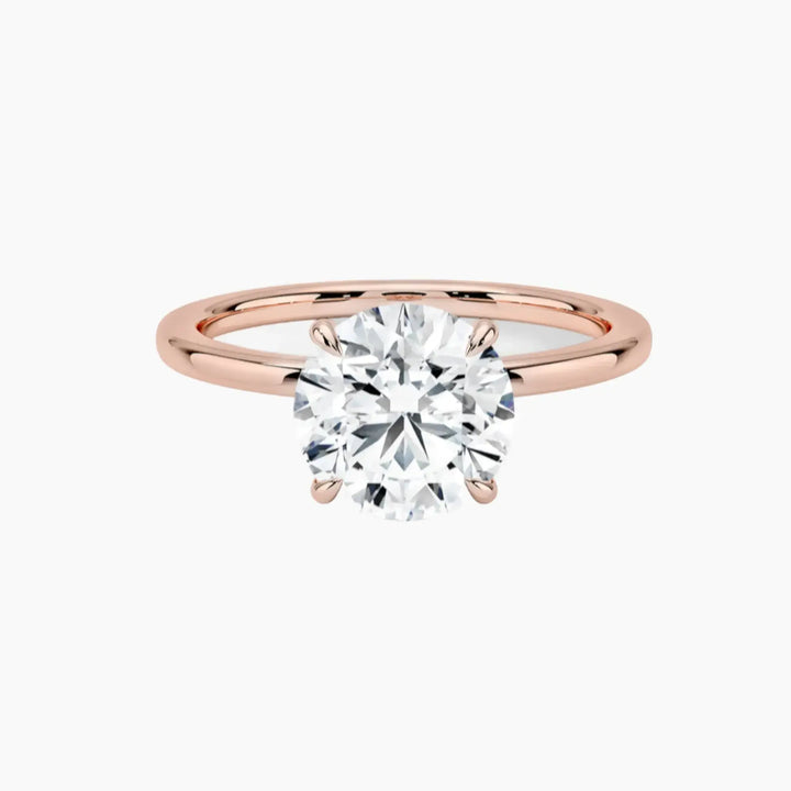 Giselle Round Hidden Halo 3 Carat Lab Grown Diamond Engagement Ring in 18K Rose Gold