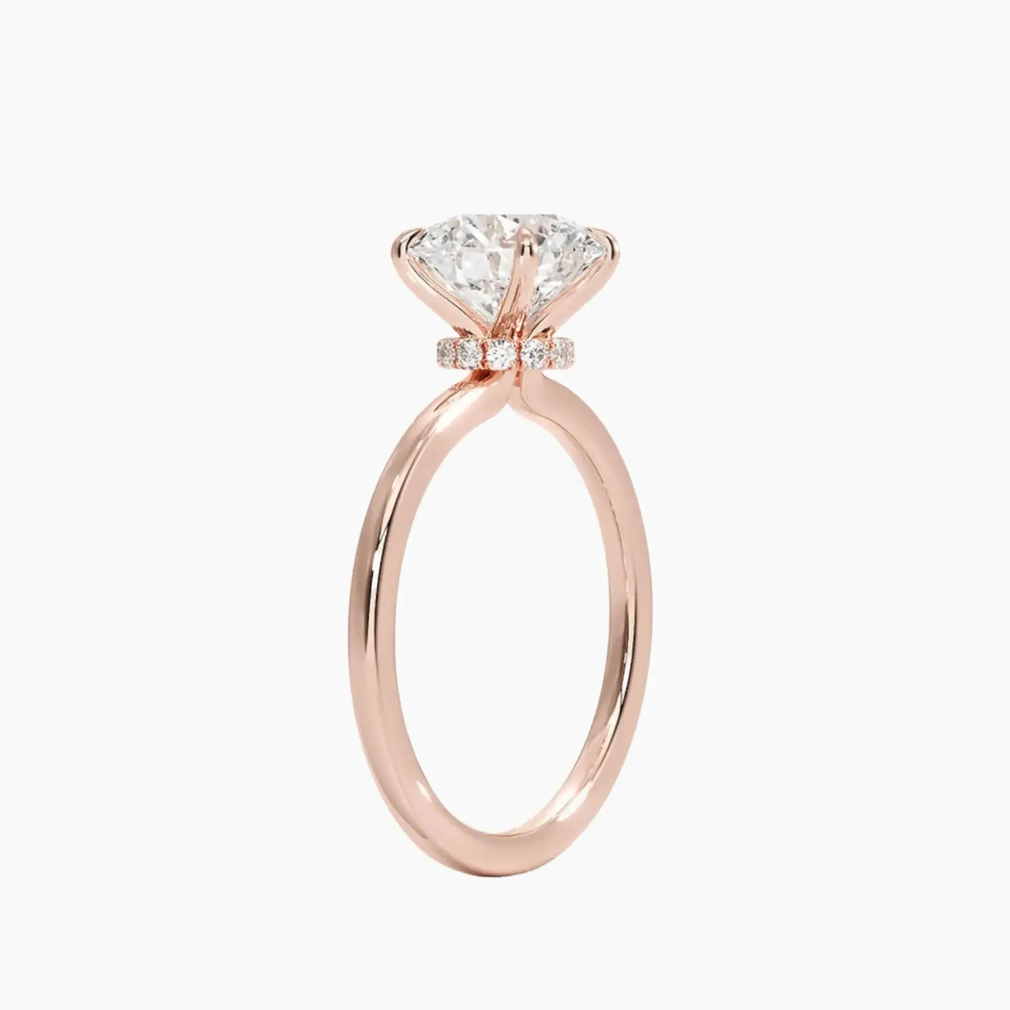 Giselle Round Hidden Halo 3 Carat Lab Grown Diamond Engagement Ring in 14K Yellow Gold