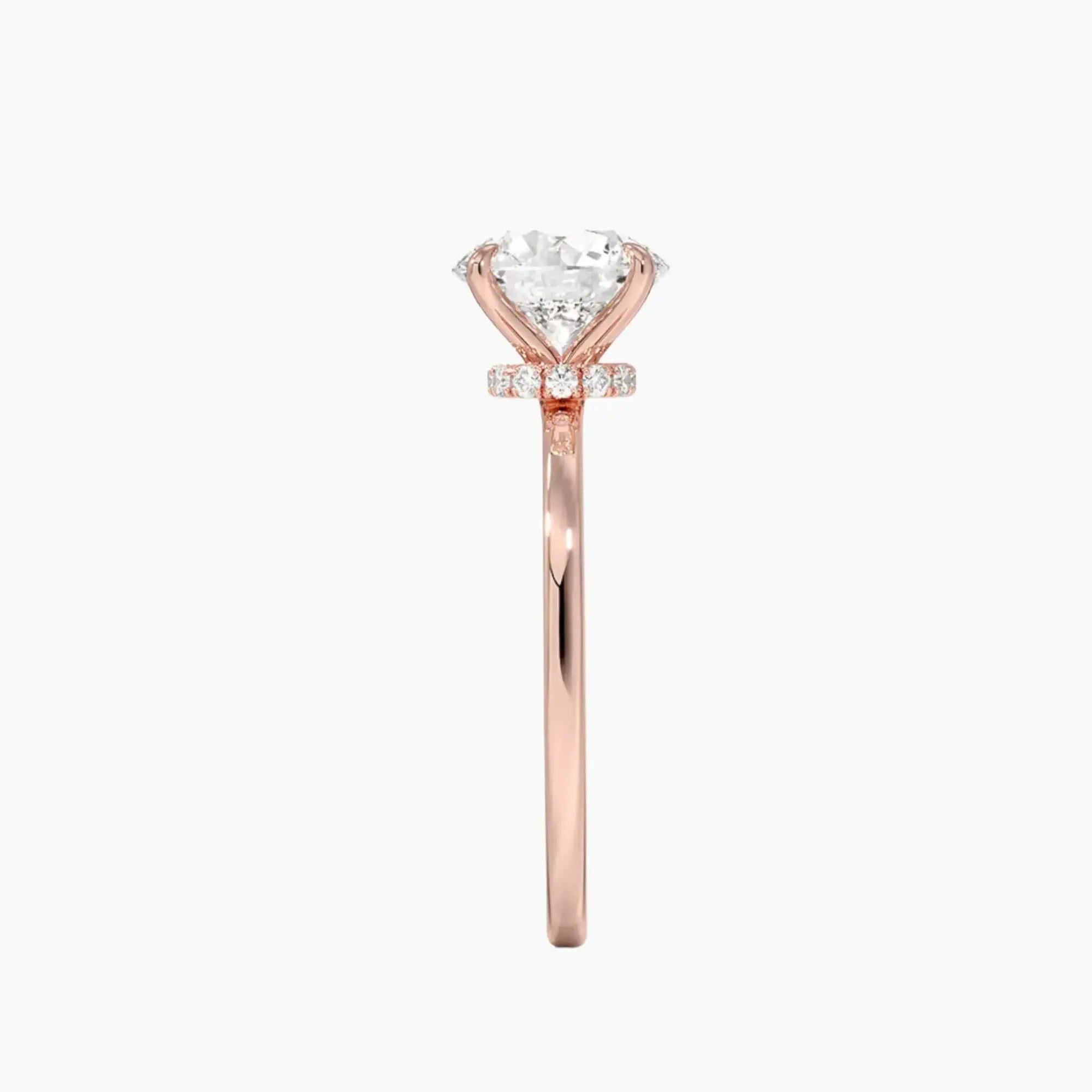 Giselle Round Hidden Halo 1 Carat Lab Grown Diamond Engagement Ring in 14K Yellow Gold