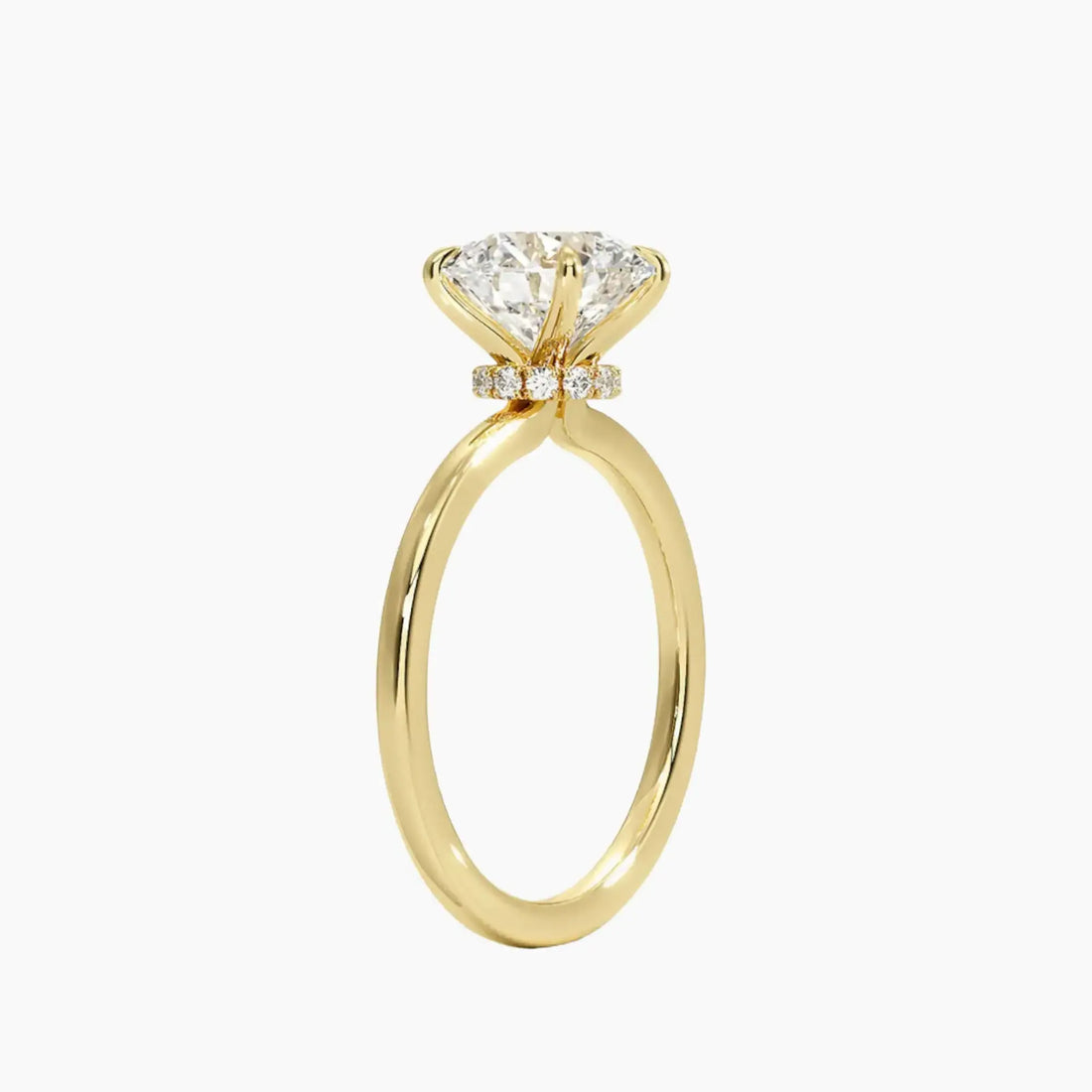 Giselle Round Hidden Halo 3 Carat Lab Grown Diamond Engagement Ring in 14K Yellow Gold