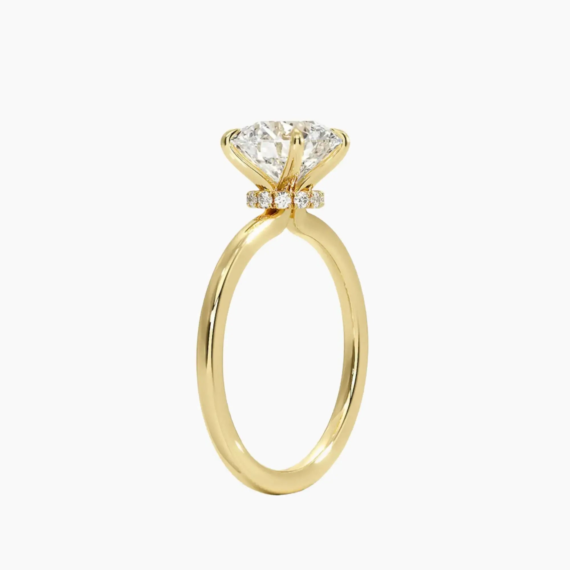 Giselle Round Hidden Halo 2 Carat Lab Grown Diamond Engagement Ring in 18K Rose Gold